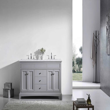 Eviva Elite Princeton 72″ Solid Wood Bathroom Vanity Set with Double OG White Carrera Marble Top Vanity Eviva
